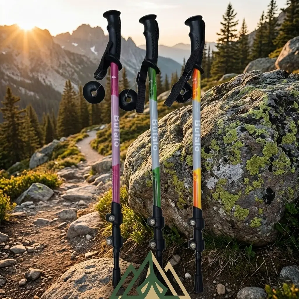 عصای کوهنوردی بوفالو مدل کلیپسی BUFFALO - سبز