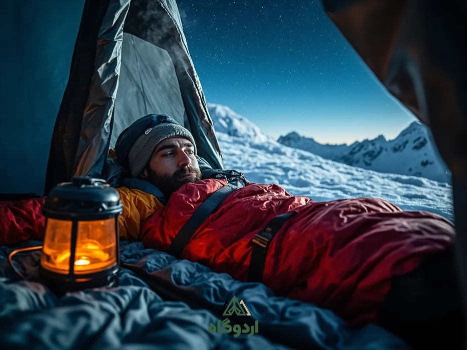 کیسه خواب کوهنوردی پر در چادر برفی، دمای کامفورت، زیرانداز R-Value بالا
